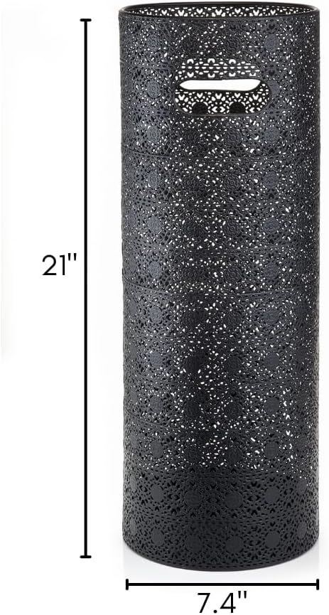 Concepts 21 inch Heavy Duty Metal Umbrella Stand - Durable Storage Holder for Umbrellas - Indoor and Outdoor Use - Stylish and Modern Organizer for Entryways. (Black Lace)