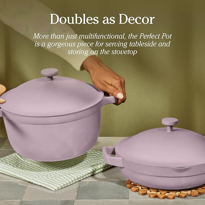 Our Place Perfect Pot - 5.5 Qt. Nonstick Ceramic Sauce Pan with Lid | Versatile Cookware for Stovetop and Oven | Steam, Bake, Braise, Roast | PTFE and PFOA-Free | Toxin-Free, Easy to Clean | Blue Salt