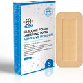 Hilom Silicone Foam Dressing with Adhesive Border 4 in x 8 in (5 Pack) Waterproof Dressing, Latex Free for Moist to Heavily draining Wounds…