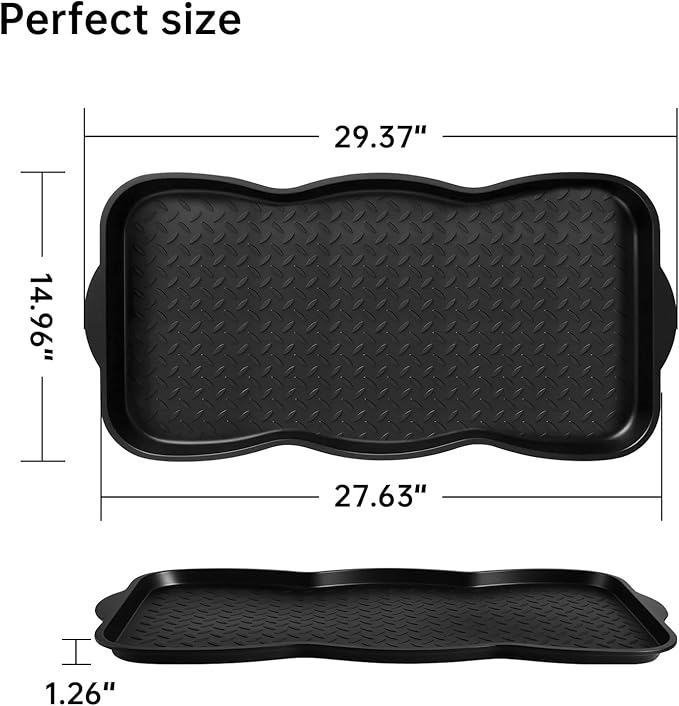 Boot Tray for Entryway, 3 Pack Waterproof Shoe Trays for Indoor Outdoor Use 30"x15" Durable Shoe Mat with Raised Edge, Non-Slip Tray for Boots, Pets, Garden & Muddy Shoes