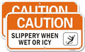 Caution Slippery When Wet or Icy Sign 2 Pack, 12 x 6 inches Rust Free .040 Aluminum Warning Sign, UV Protected, Fade Resistant