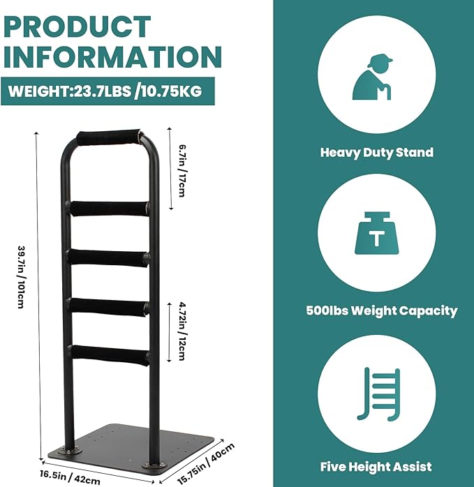 Couch Stand Assist, Stand Assist Aid for Elderly, Heavy Duty Standing Aids & Supports with Non-Slip Covers, Five Heights Sit to Stand Lift