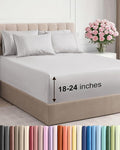 Extra Deep Queen Sheet Set - 6 Piece Breathable and Cooling Sheets - Hotel Luxury Bed Sheets Set - Easy Fit - Soft, Wrinkle Free and Comfy Sheets Set - French Grey Sheet Set with Extra Deep Pockets