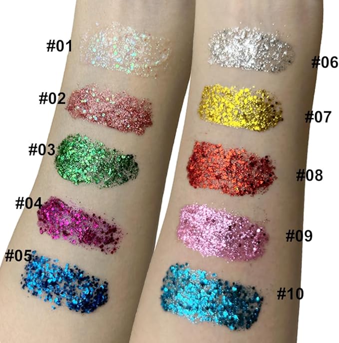 Mysense Royal Blue Body Glitter Gel, Singer Concerts Face Hair Glitter Makeup, Music Festival Rave Accessories, Chunky Glitter Mermaid Sequins, Sparkling Face Paint for Women Girls, 30g