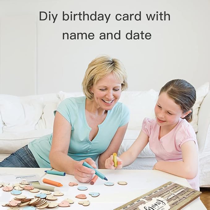 CHDITB Family Birthday Calendar with Tags, Vintage The Alphabet of Family Birthday Wall Hanging(16"x5"), Inspirational Quotes Wooden Birthday Reminder Tracker for Mothers Day Anniversary