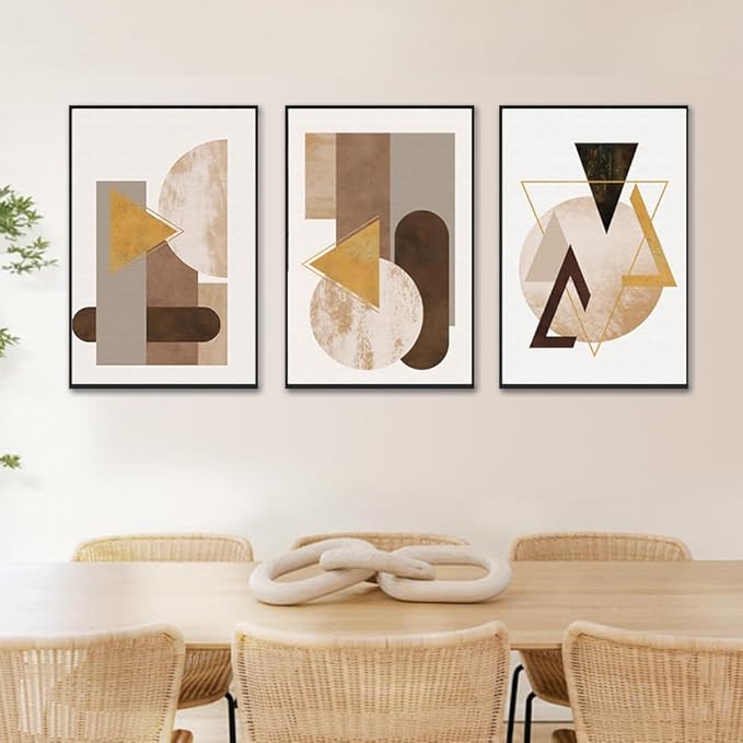 QKF Large Canvas Abstract Wall Art Modern Home Art Living Room, Bedroom, Office Wall Decoration Orange Geometric Drawing Poster Print 20" X 28" 3 Pieces