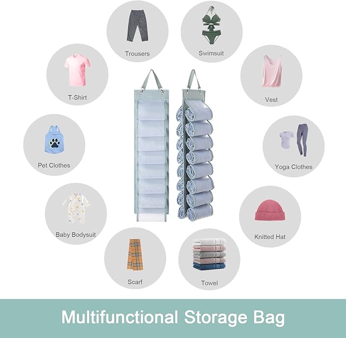 Legging Organizer with 16 Roll Compartments for Yoga Pants, Tank Top, Towel, Underwear, Shirt (Grey)