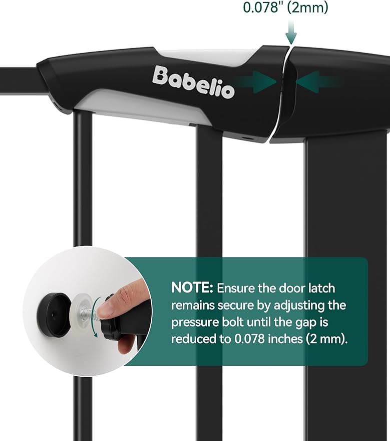 BABELIO 26-28.5 Inch Narrow Easy Install Baby Gate, Auto-Close Pet Gate for Small Stairs and Doorways, NO Drilling Pressure Mounted, NO Extensions, Black