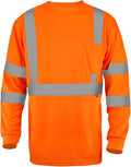 High Visibility Safety Long Sleeve Shirt, Reflective Strips, Available In Fluorescent Yellow/Orange, Sizes Small - 3XL