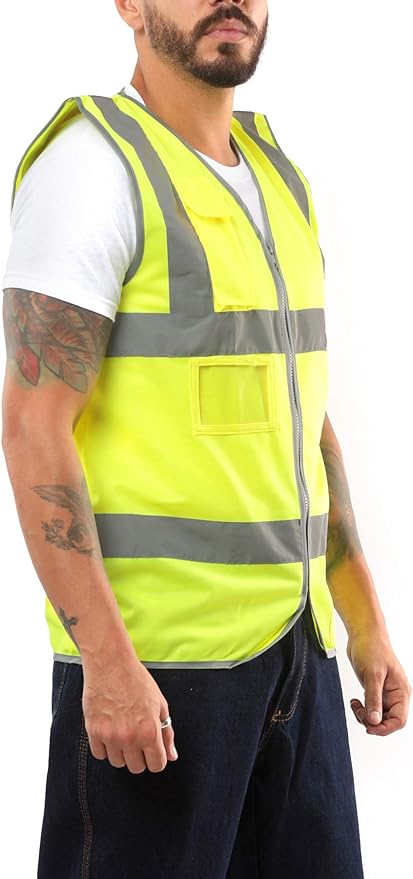 Kolossus Safety Vest For Men - High Visibility Reflective Vest - Chalecos Reflectantes de Seguridad - Yellow - Orange