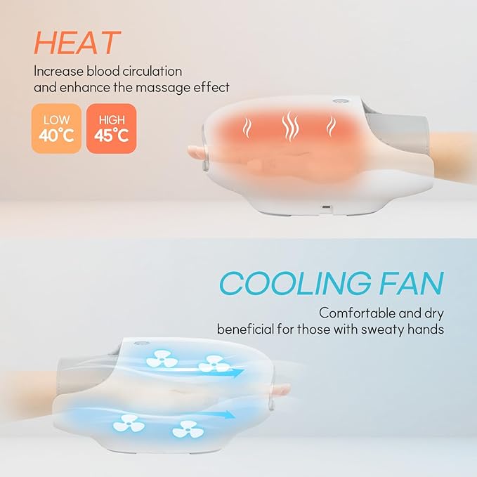 HuBDIC Hubicare Hand Massager with Heat and Fan Cooling, FSA Strong Compression, Roller Kneading and Wrist Coverage for Arthritis and Carpal Tunnel Relief Self Care Gift for Women Men