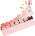 Weekly Pill Organizer 1 Time a Day - Travel Pill Box 7 Days, Large Medicine Pill Case Container for Daily Medication Vitamin Supplement Fish Oil, Portable Week Pills Organizers Holder Dispenser, Pink