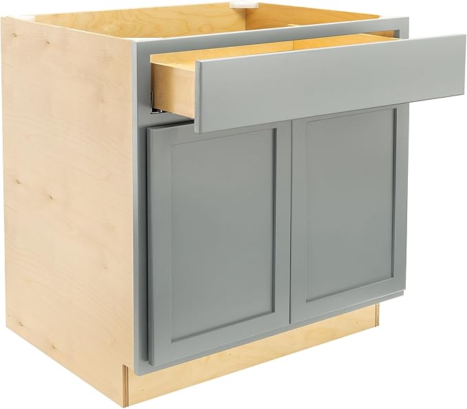 Quicklock RTA (Ready-to-Assemble) | Base Kitchen Cabinets - Shaker Style | Made in America (Magnetic Gray, 36" Wx34.5 Hx24 D Base)