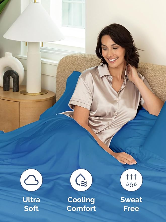 Extra Deep Twin Sheet Set - 4 Piece Breathable & Cooling Sheets - Hotel Luxury Bed Sheets Set - Easy & Secure Fit - Soft, Wrinkle Free & Comfy Sheets Set - Royal Blue Sheet Set with Extra Deep Pockets