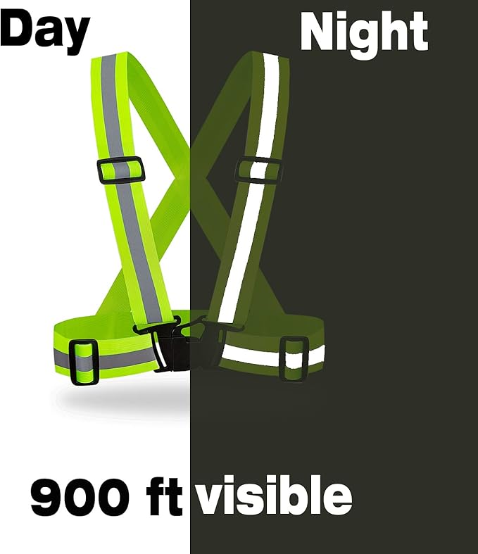 DUSKCOVE 10 Pack Hi Vis Safety Vests - Adjustable Bright Neon Color High Visibility Reflective Safety Straps Gear for Traffic Control, Running, Cycling