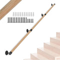 8FT Round Wooden Stair Handrail,Indoor Staircase Handrail,Wall Mount Support Stair Railings, Non-Slip Safety Corridor,Lofts,Patio,Guardrail,Home Wood Hand Railings for Elderly,Children,Disable People