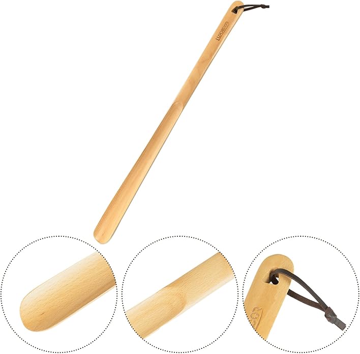 Luxdecor Long Handled Wooden Shoehorns-24in Wooden Long Handle Shoe Horn for Seinors Men Boot Jack Shoe Helper for Women