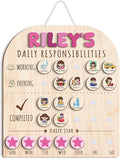 Personalized Wooden Chore Chart for Kids 15x17", Visual Schedule, Routine Chart for Kids, Morning Bedtime Routine Chart for Toddlers Ages 2-4, Daily Kids Schedule Board for Home (11)
