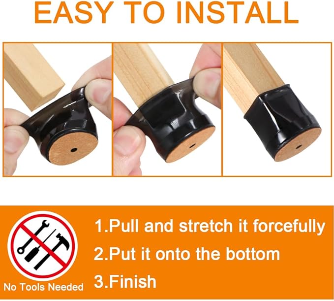 24 Pcs Chair Leg Floor Protectors for Hardwood Floors Silicone Covers to Protect Wood Tile Floors Felt Bottom Furniture Leg Caps Anti-Scratch Reduce Noise (Fit:1.3"-2")