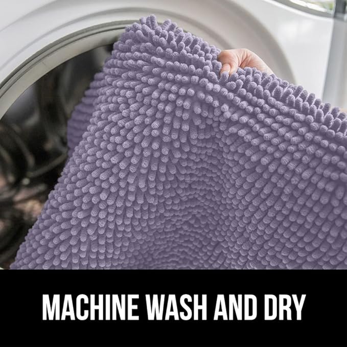 GORILLA GRIP Bath Rug Mat 30x20, Thick Soft Absorbent Chenille, Quick Dry Microfiber Mats, Rubber Backing Washable Shower Floor Rugs, US Designed Bathroom Bathmat Home Decor Accessories, Light Purple