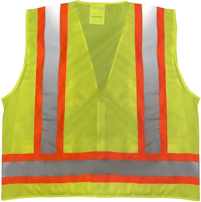 Premium High Visibility Surveyor Vest Solid Front Mesh Back, 5 Pack, 2X-Large