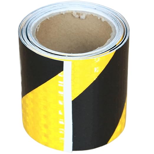 Yellow Black Reflective Tape Outdoor Waterproof 3 inch X 10 feet, High Visibility Hazard Conspicuity Safety Industrial Marking Tape