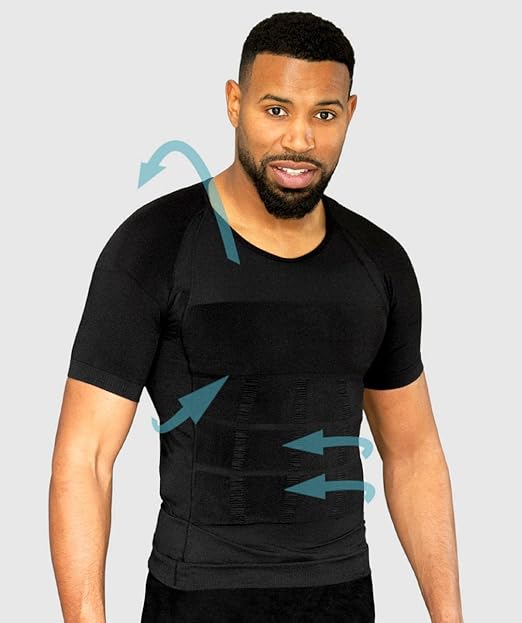 Curveless Men's Posture Corrector T-shirt | Anti Back Pain | Straightens Back and Shoulders | Compression | Undershirt | Short sleeves