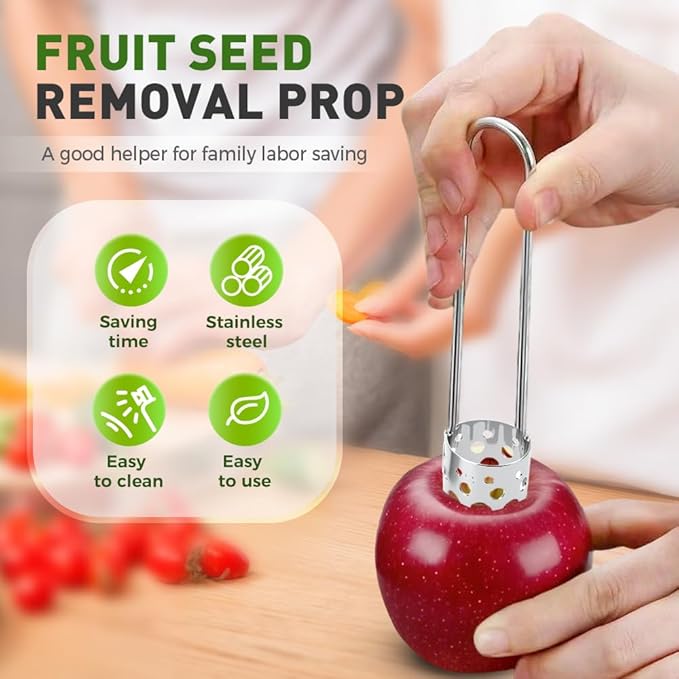 2 Pcs Fruit and Vegetable Corer Tool, Red Bell Pepper Seed Corer, Stainless Steel apple core remover, Practical Kitchen Gadget for Removing Fruit Vegetable Cores, Easy to Clean (Type B)