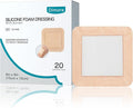 Dimora Silicone Foam Dressing with Border Adhesive 6"x6" Waterproof Wound Dressing Bandage for Wound Care 20 Pack