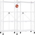 DEANIC 4 Tier Foldable Storage Shelves with Wheels, Large Capacity Shelving Unit, Freestanding Metal Wire Shelf Rack, No Assembly Organizer Rack for Garage Kitchen, Basement, Pantry(White Pack of 2)