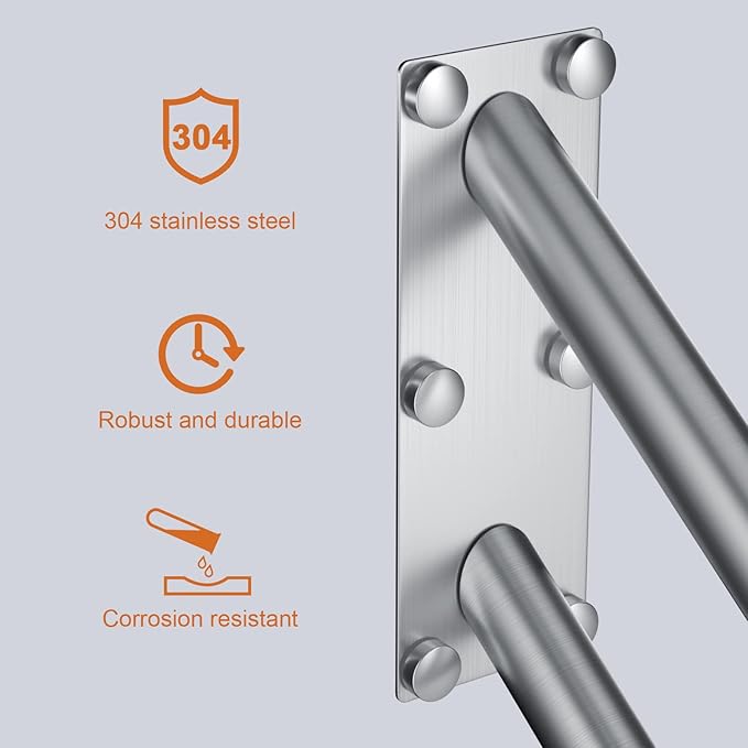 20 inch U Shaped Handrail for 1-3 Steps- 1.25" Tube, ZUEXT SUS304 Stainless Steel Safety Grab Bar for Stairs, Wall Mounted Hand Railing for Outdoor Garage Entry Interior Exterior Stairway