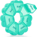 Large Weekly Pill Organizer, Pill Box 7 Day, KAPENS Daily Vitamin Case Large Capacity Compartments, Pill Containers for Fish Oil Medicine Supplements, Green