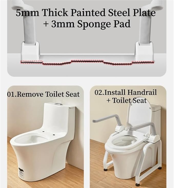 Toilet securety Rails, Toilet Seating and Standing Assist, Foldable Toilet securety Frame, Freestanding Toilet Seat Riser, Toilet Riser with Handles for Elderly