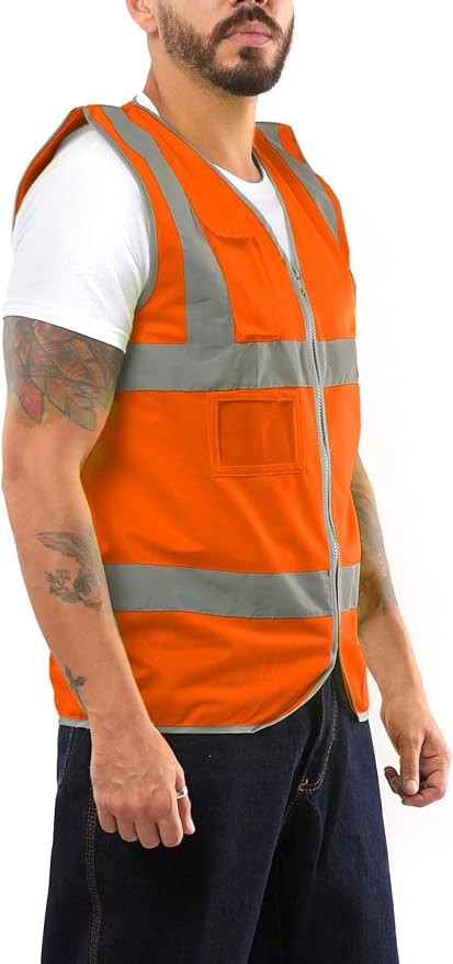 Kolossus Safety Vest For Men - High Visibility Reflective Vest - Chalecos Reflectantes de Seguridad - Yellow - Orange