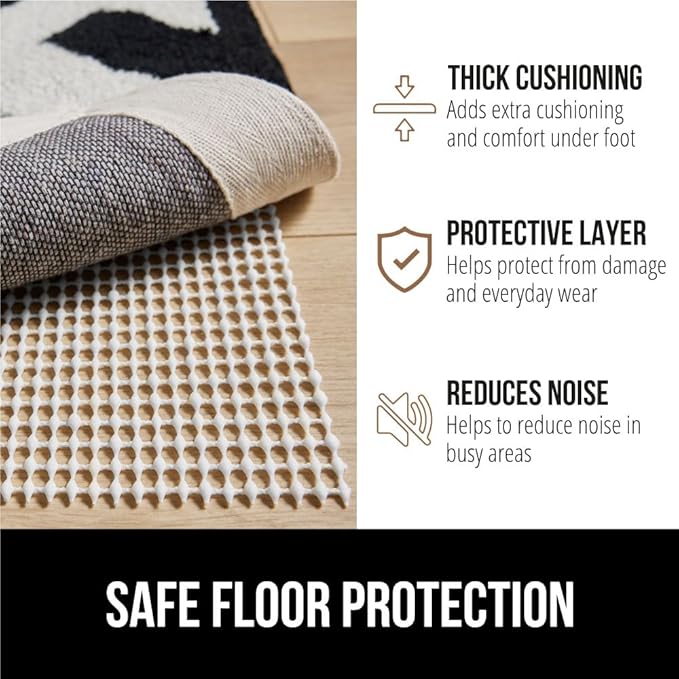 GORILLA GRIP Strong Rug Pad Gripper, 7x10 FT, US Designed, Grips Help Keep Area Rugs Safe and in Place, Slip and Skid Resistant Pads for Hard Floors, Under Carpet Mat Cushion and Hardwood Protection