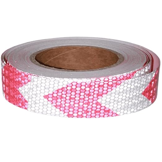 Industrial Reflective Tape Red and White Outdoor Waterproof 1 inch, High Visibility Hazard Conspicuity Safety Marking Tape (66 feet)