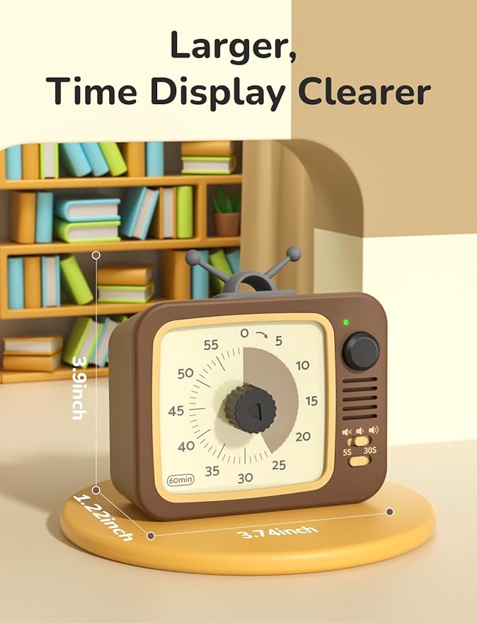 LIORQUE Visual Timer for Kids with Pause Function, 60-Minute Countdown Timers for Classroom Office Kitchen with Silent Operation, Kids Timer for Teaching