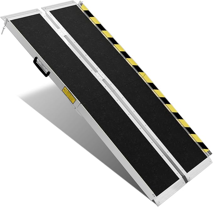 Protable Wheelchair ramp 6FT,Non-Slip Folding Aluminum Handicap Ramps,Threshold Ramps for Home,Holds up to 600lbs,Wheelchair ramp for Steps,Stairs,Doorways (6FT Useing Height 6-18inch)