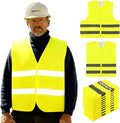 10 Pack Yellow Safety Vests, Bulk High Visibility Vest for Men / Woman, Adult Reflective Running Vest, Wholesale Work Vests For Construction, Running, Security, Cycling, Warehousing, Municipal