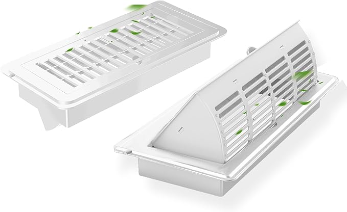 6-Position Tilt Vent Deflector & Floor Vent Cover, 2 Pack, 4x10 Floor Register, Tool‑Free Install, Adjustable Vent Covers for Home Floor, Office & Ceiling (White)