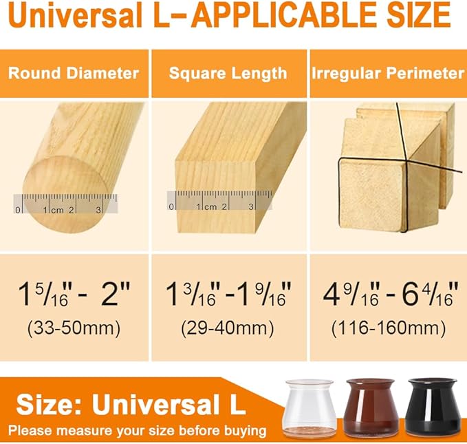 24 Pcs Chair Leg Floor Protectors for Hardwood Floors Silicone Covers to Protect Wood Tile Floors Felt Bottom Furniture Leg Caps Anti-Scratch Reduce Noise (Fit:1.3"-2")