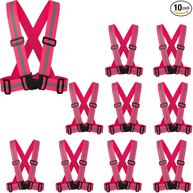 zojo Reflective Vest | Lightweight, Adjustable & Elastic | Safety & High Visibility for Running, Jogging, Walking,Cycling | Fits Outdoor Clothing (Neon Pink)