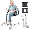 Drexo Patient Lift Transfer Chair, 5 in 1 Patient Lift Chair with 180°Split Seat, Height Adjustable Patient Transfer Chair with 4 Casters for Home Seniors Elderly, Load 450Lbs (Folding, Silver)