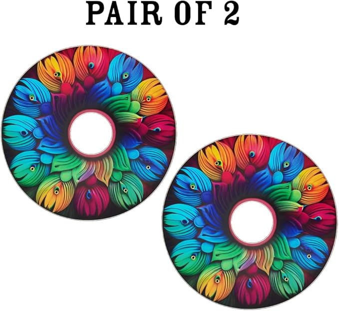 Wheelchair Christmas Wheel Covers, Wheelchair Accessories Wheels, Enhances Aesthetics, Easy Install/Remove, Lightweight, Waterproof (Perfect Peacock)
