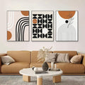 QKF Minimalist Canvas Wall Art Boho Black Brown Beige Line Geometric Abstract Modern Home Decorative Painting Bedroom Living Room Pictures Office Poster 3 Piece Set 16“X 24”
