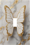 Gold Marble Shine Butterfly Abstract Modern Print Decorative Light Switch Cover 1 Gang Single Toggle Device Electrical Faceplate Switchplates Decorator Outlet Wall Plate for Bed Room Bathroom Decor