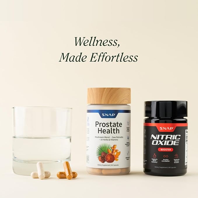 Snap Supplements Prostate Health & Nitric Oxide Supplement Bundle for Men, 90 Vegetarian Capsules Each