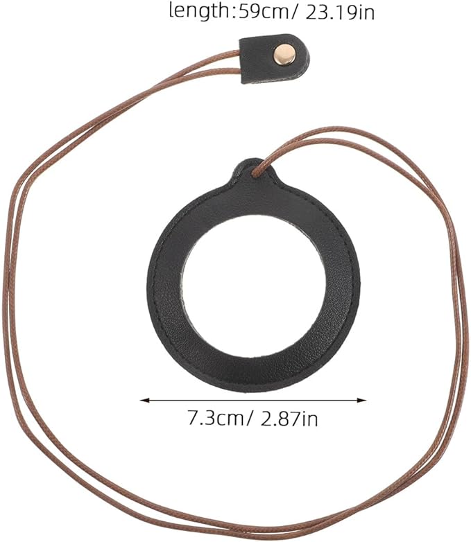 Vintage 5X Magnifier Pendant Necklace with Black Protective Case, Portable Neck Hanging Reading Aid for Elderly, Handheld Book Magnifier for Low Vision and Daily Use