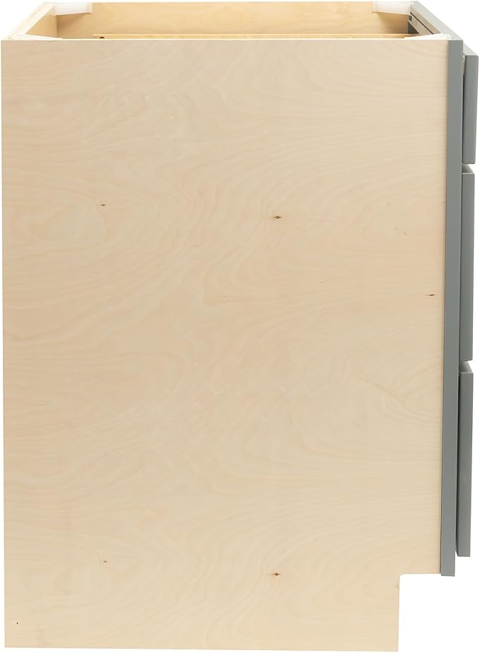 Quicklock RTA (Ready-to-Assemble) | Base Kitchen Cabinets - Shaker Style | Made in America (Magnetic Gray, 30" W x 34.5" H x 24" D 3 Drawer Pots and Pans)