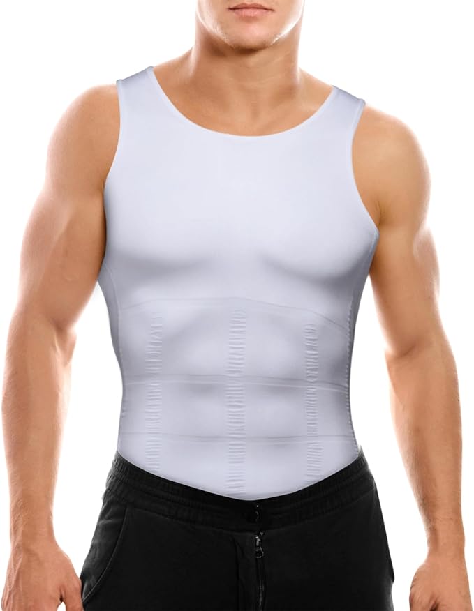 Mens Slimming Body Shaper Vest, Gynecomastia Compression Shirts, Tummy Control Undershirts